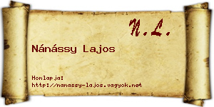 Nánássy Lajos névjegykártya
